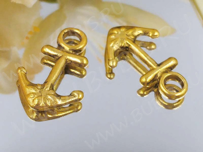 Подвеска Якорь 02 двусторонняя 20*14*2мм античное золото (литьё)