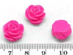 Кабошон декоративный 29 Розочка с блёстками 13*13*8мм фуксия непрозрачная (резин)