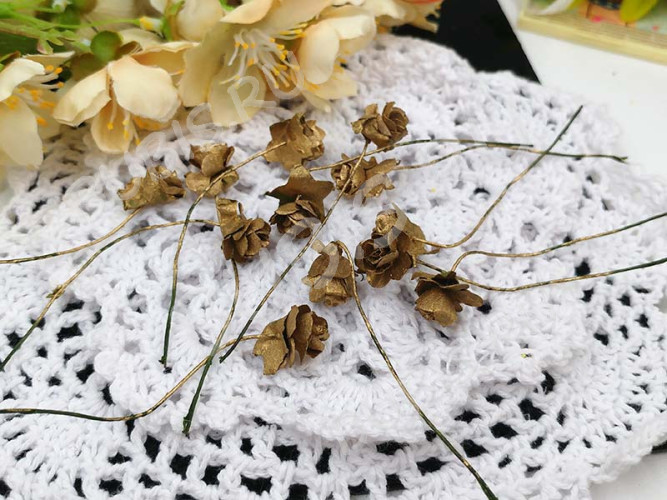 (СКИДКИ!!!) Цветок для декора 01 бумажный 70*10*10мм античное золото (декор) (12шт.)