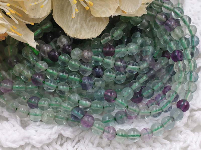 (ОПТ) Бусина округлая 4мм Флюорит натуральный (камни) (НИТЬ)