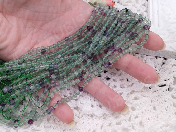 (ОПТ) Бусина округлая 4мм Флюорит натуральный (камни) (НИТЬ)