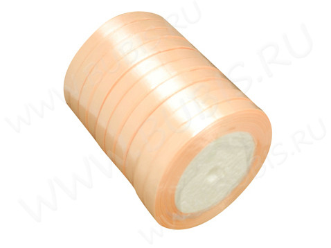 Атласная лента 03 6мм персиковый (ленточки) (1 катушка)