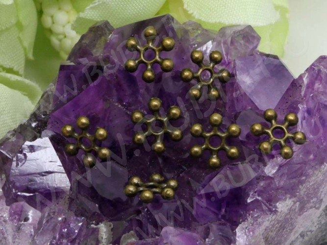 Рондели 039 Снежинки 7,5*7*1,9мм античная бронза (литьё) (20шт.)