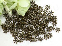 Рондели 039 Снежинки 7,5*7*1,9мм античная бронза (литьё) (20шт.)