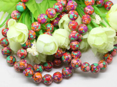 (ОПТ) Бусина округлая 10мм Турквенит Мозаика мультиколор 01 (камни) (НИТЬ)