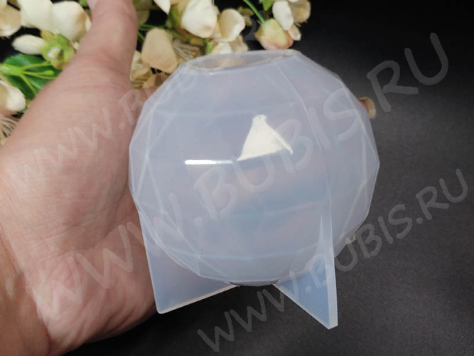 Молд 158 для эпоксидной смолы 83*83*79мм Шар ГРАНЁНЫЙ Сфера диаметр 80мм (силикон)