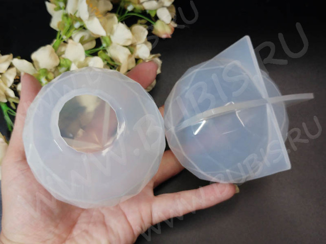 Молд 158 для эпоксидной смолы 83*83*79мм Шар ГРАНЁНЫЙ Сфера диаметр 80мм (силикон)