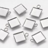 Купить Подвеска-сеттинг Квадрат 06 (сеттинг 10*10мм) 14,5*11*2мм цвет платины (Хирургическая сталь) с доставкой по России