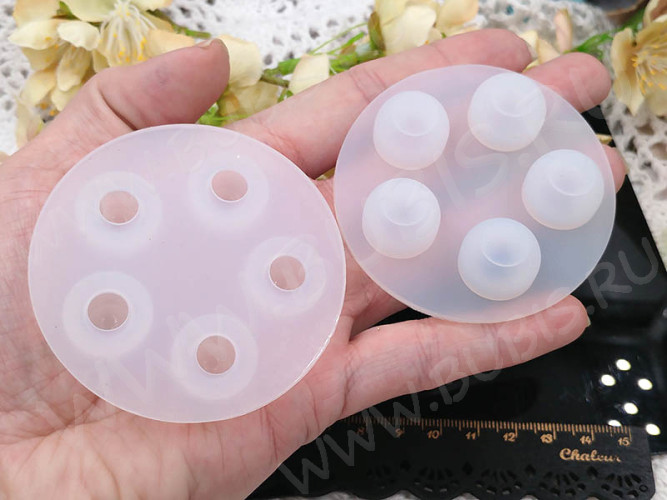 Молд 179 для эпоксидной смолы 65*65*14мм Шары (сферы) 12,5мм (силикон)