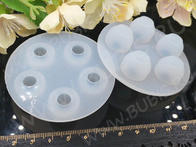 Молд 179 для эпоксидной смолы 65*65*14мм Шары (сферы) 12,5мм (силикон)