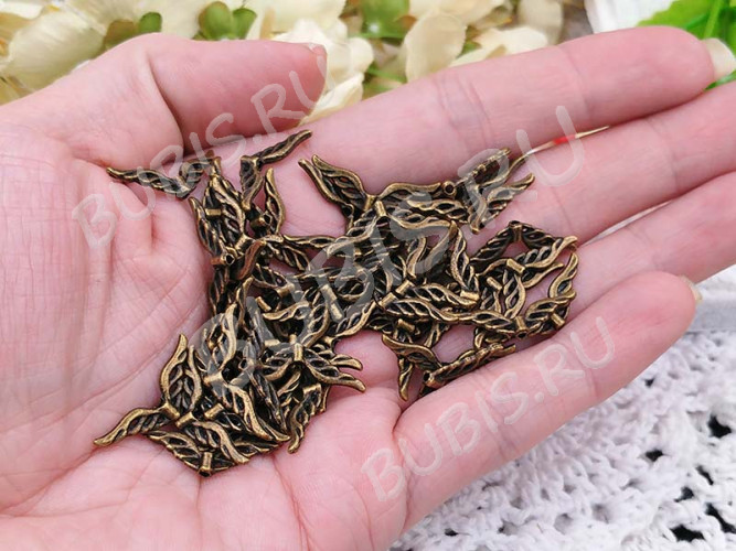 Бусина 182 Крылья 16 3D Птицы 22*8*3мм античная бронза (литьё)