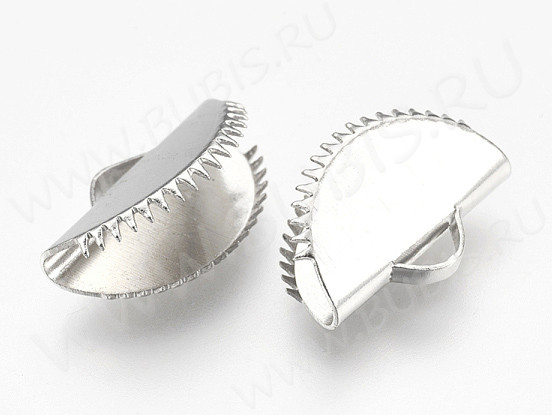 Зажимы №52 Концевики для лент полукруг 20*12*7мм цвет платины (Iron) (10шт.)