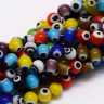 Купить (ОПТ) Бусина с глазом 09 Кузмунчок округлая 8мм МИКС цветов (Lampwork) (НИТЬ) с доставкой по России