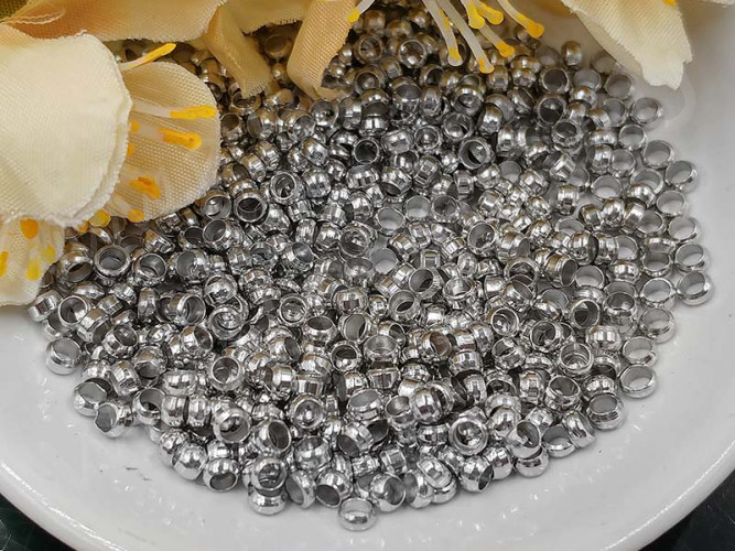 Зажимные бусины 08 рондели округлые 2,5*1,5мм цвет платины (Хирургическая сталь) (20шт)