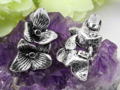 Пуссеты (&quot;гвоздики&quot;) №131 Цветочки 26*15*15мм античное серебро (литьё) (1 пара)