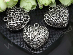 Подвеска Сердечко 66 3D Кулон ажурный 35*34*10,5мм античное серебро (литьё)