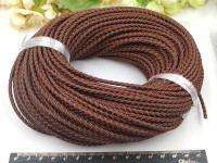 Шнур кожаный 56 натуральный плетёный круглый 3мм коричневый (1м)