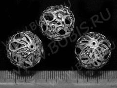 Бусина ажурная 03 Шарик 18мм цвет платины (Iron)