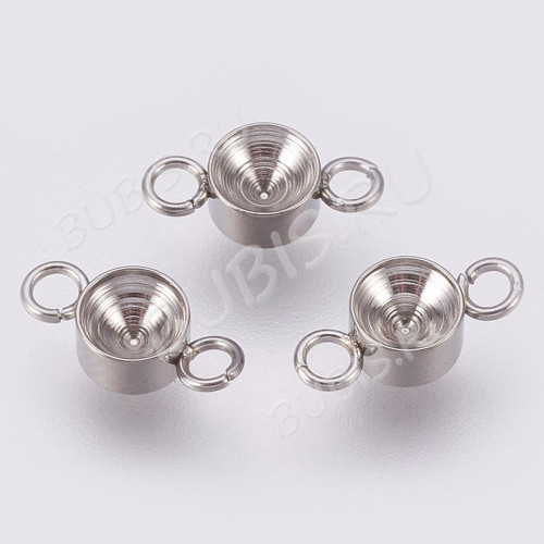 373 Коннектор-сеттинг Круг (сеттинг 3,2мм) для страз 3мм 10*4*2,5мм цвет платины (Хирургическая Сталь)