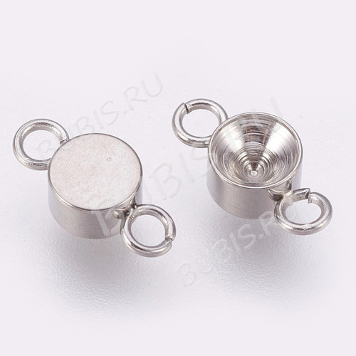 373 Коннектор-сеттинг Круг (сеттинг 3,2мм) для страз 3мм 10*4*2,5мм цвет платины (Хирургическая Сталь)