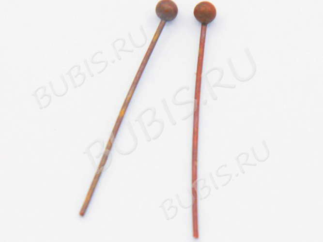 (СКИДКИ!!!) Штифт с ШАРИКОМ 20*0,5мм светлая античная медь (Brass) (50шт.)