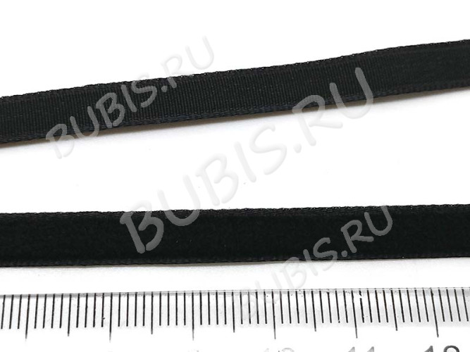 Бархатный шнур 15 плоский полоска для чокеров 16*0,7мм чёрный (вельвет) (1м)