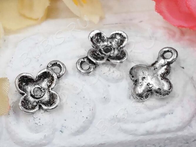 Подвеска Цветочек 22 3D 13*10*2,5мм античное серебро (литьё)
