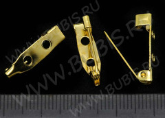 (СКИДКИ!!!) Основа (заготовка) для броши №22 Булавка 2 отверстия 20*5*5мм золотистая (Iron) (10шт)