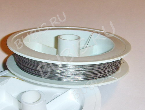 (СКИДКИ!!!) Ювелирный тросик 038-50 Ланка Струна 0,38мм цвета платины (серебристый) (катушка ок. 50м)