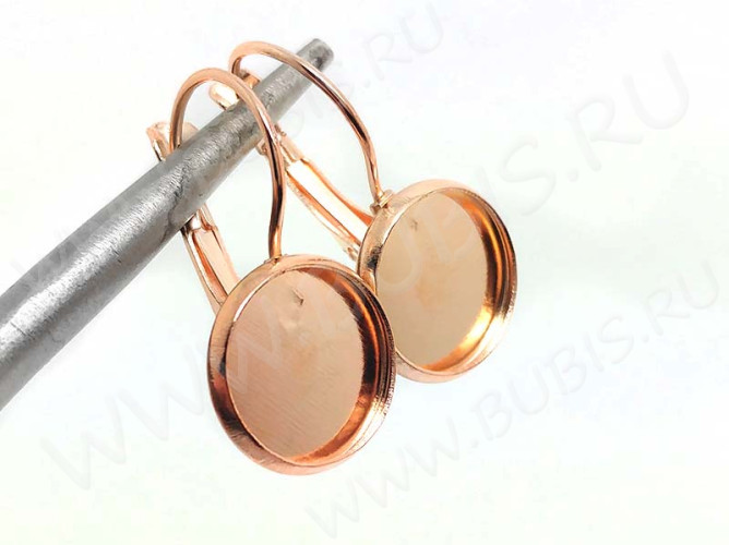 Швензы с французским замком №48 с сеттингом 12мм 26*14*13,5мм розовое золото (Iron) (1 пара)