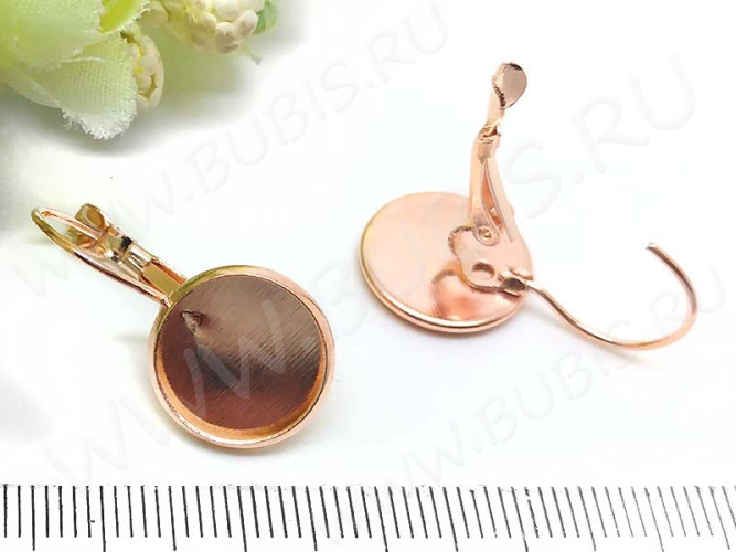 Швензы с французским замком №48 с сеттингом 12мм 26*14*13,5мм розовое золото (Iron) (1 пара)