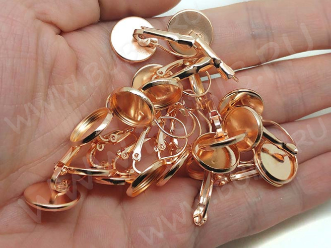 Швензы с французским замком №48 с сеттингом 12мм 26*14*13,5мм розовое золото (Iron) (1 пара)