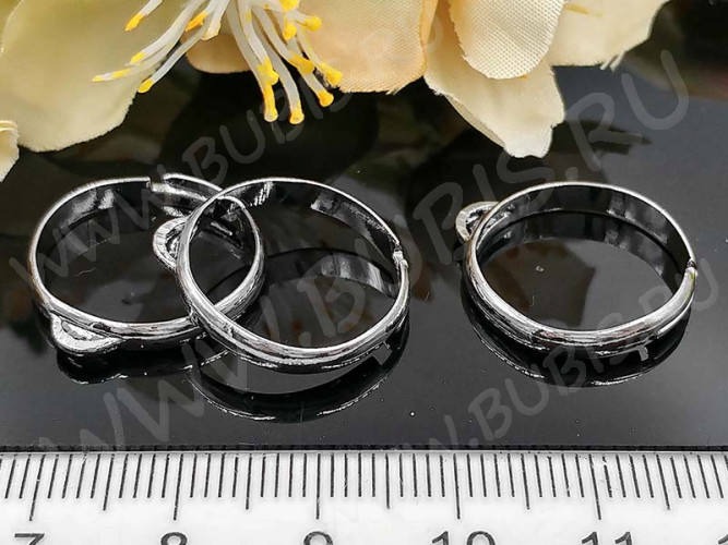 Основа (заготовка) для кольца 005 17мм с одной петелькой цвет платины (Brass)