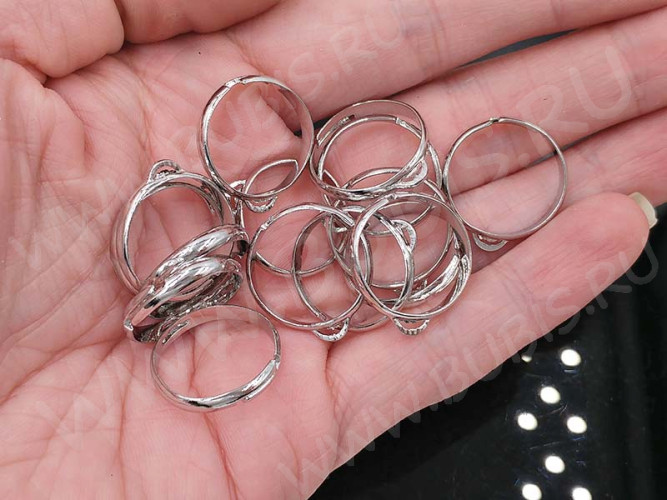 Основа (заготовка) для кольца 005 17мм с одной петелькой цвет платины (Brass)