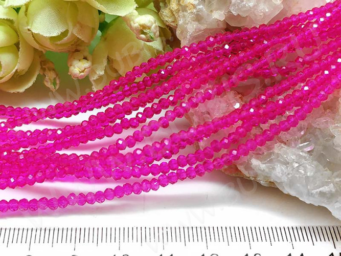 Бусина кристалл гранёный абакус 3*3*2мм фуксия прозрачный (имитация Сваровски) (50шт.)