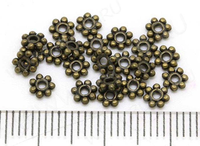 Рондели 040 Дейзи 4*4*1мм античная бронза (литьё) (20шт.)