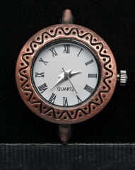 Заготовка для часов 124 с узором и римскими цифрами 30,5*25,5*7,4мм античная медь+белый (часы)