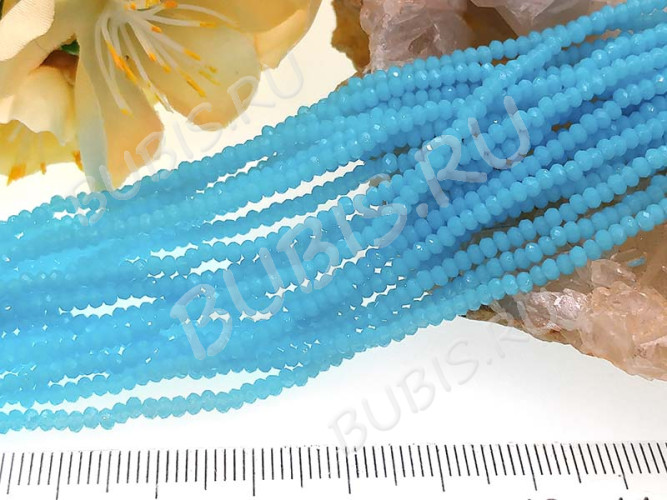 Бусина кристалл гранёный абакус 2,5*2,5*1,5мм голубой полупрозрачный (имитация Сваровски) (НИТЬ)