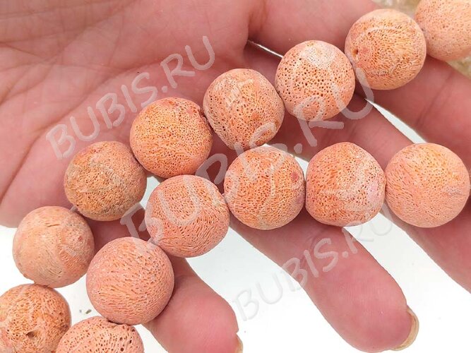 Бусина округлая 16мм Коралл речной персиковый натуральный (камни)