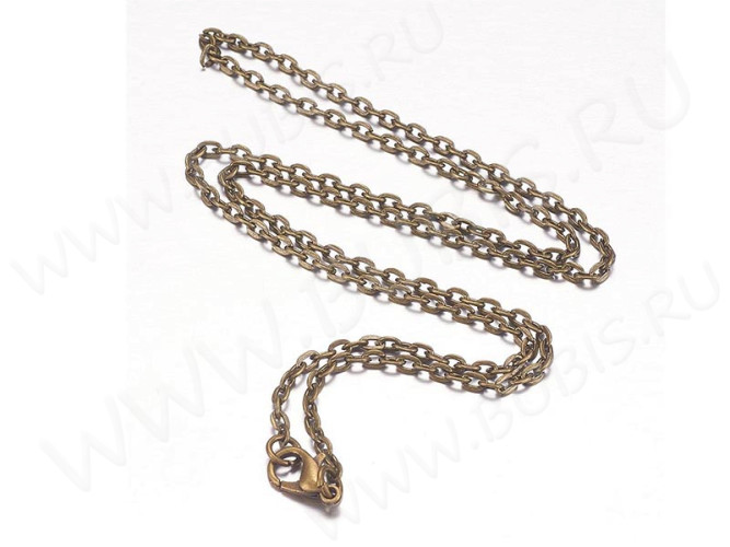 Шнур с замочком 33 Цепочка для кулона 3,5*2,5мм античная бронза (Iron) (50см)