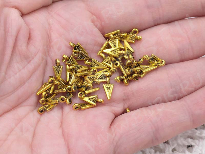 Подвеска Треугольничек Бейл клеевой 10*5*1,5мм античное золото (литьё) (10шт.)