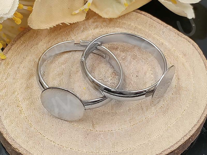 Основа (заготовка) для кольца 010 17мм с платформой 10мм цвет платины (Brass)