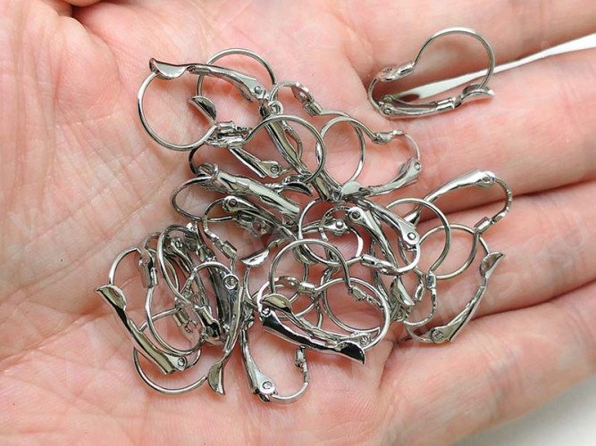 Швензы с французским замком №30 с платформой 3,5мм и отверстием 20*13*3мм цвет платины (Brass) (1 пара)