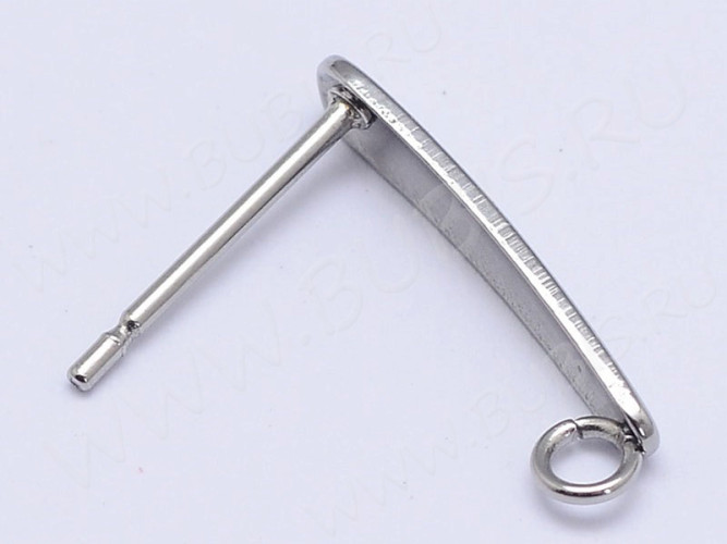 Пуссеты ("гвоздики") №161 вытянутая капля 15*11,6*0,7мм цвет платины (Хирургическая сталь) (1 пара)