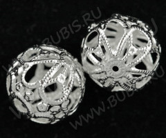 Бусина ажурная 03 Шарик 18мм серебристый (Iron)