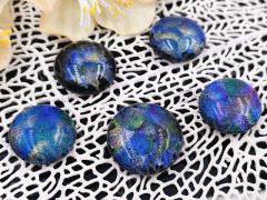 Кабошон Фьюзинг 048 Круглый 15-21мм Дихроик на черном Синий-розовый-зеленый Узор круг HAM