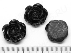 Кабошон декоративный 22 Цветок 19*19*7мм (платформа 15мм) чёрный непрозрачный (резин)