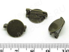 Основа (заготовка) для броши №48 с круглой платформой 12мм 15*12*5,5мм античная бронза (Brass и Iron)