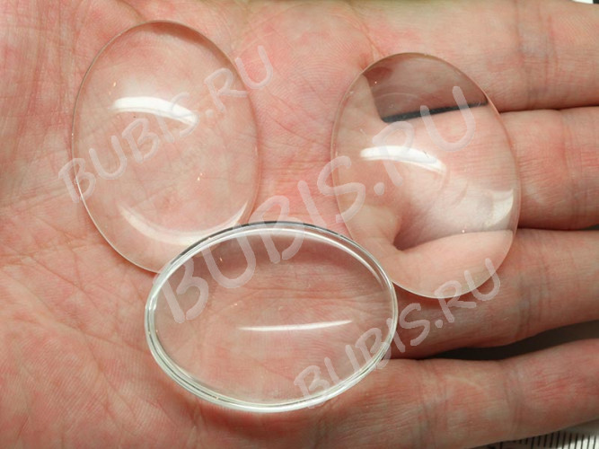 (СКИДКИ!!!) Кабошон стеклянный 13 Овал 40*30*8мм прозрачный (стекло) (10шт.)