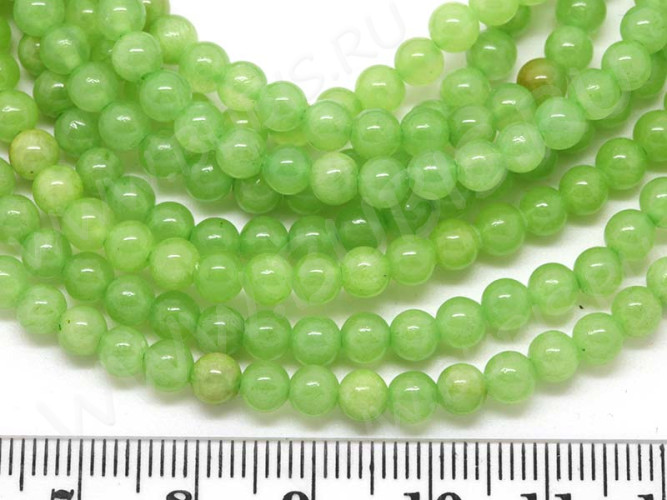 (ОПТ) Бусина округлая 4мм Мраморный Оникс светло-зелёный (камни) (НИТЬ)